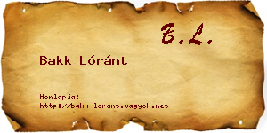 Bakk Lóránt névjegykártya